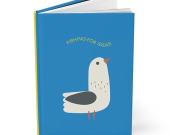 Hardcover Journal - Cheerful Seagull Illustration, 150 Lined Pages