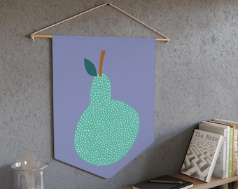 Pear Pennant Wall Hanging: Boho Kitchen Tapestry Art