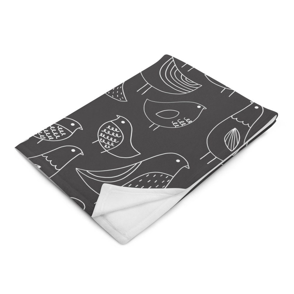 Large Cozy Fleece Blanket Birds Print Kids Throw Blanket Etsy