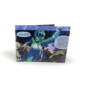 REISEKARTEN-GELDBÖRSE | Power Rangers Upcycled Comic in pvc - Oyster, U-Bahn, Bahnticket, Buskartenhalter, Schulpass
