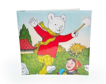 WALLET | Upcycled Vintage Bear Book Page in PVC - Rupert childhood nostalgia, children's illustration, children's wallet
