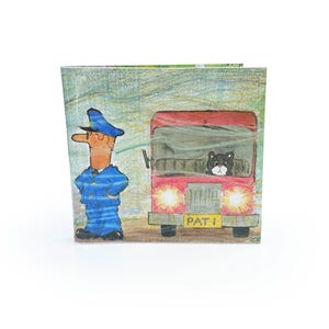 GELDBÖRSE | Upcycled Vintage Postman Pat Buchseite aus PVC, britische Nostalgie, Geschenkidee, Kinderbuch