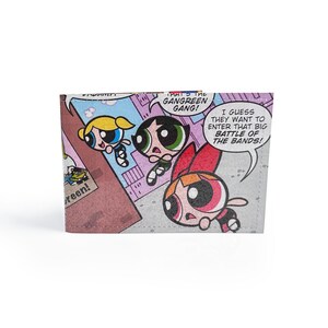 TITULAR DE TARJETAS / Página de cómic reciclada de Power Girls en PVC - Portatarjetas Oyster de dibujos animados de los 90, para metro, tren, autobús, identificación y tarjetas de crédito.