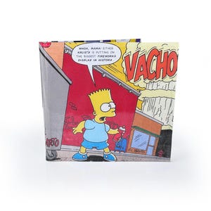 COMIC GELDBÖRSE | Upcycled amerikanische gelbe Familie Comic-Buchseite in PVC, 90er Jahre Kindergeschenk, Jungen Geldbörse, Kindheit Nostalgie