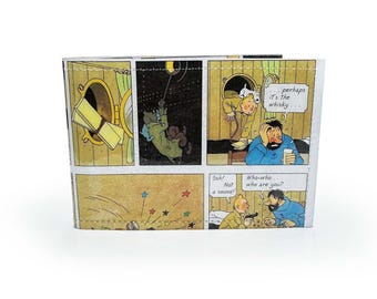 CARD HOLDER WALLET | Upcycled Belgian boy with dog vintage Comic in pvc - travel cards, Oyster, metro, rail, subway, bus cards, tin snow