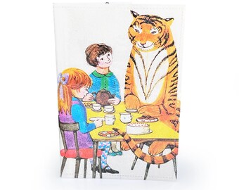 PASSPORT COVER | Upcycled Vintage Book Page in PVC - 1960s, passport holder, children's book, nostalgia gift, tiger, tea