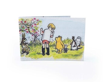 TRAVEL CARD WALLET | Upcycled Vintage Winnie The Pooh book page in pvc - Oyster, Metro, Rail, Bus, Travel Wallet