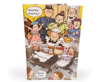 PASSPORT COVER | Upcycled Vintage Mrs Wobble Waitress Book Page in pvc - passport holder, travel wallet, nostalgia gift, happy families