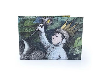 TRAVEL CARD WALLET | Where The Wild Things Are Recycled Book Page in pvc - Oyster, Rail, Metro, Bus, id, Travel Card Holder