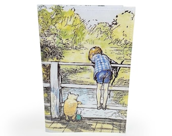 PASSPORT COVER | Winnie The Pooh Upcycled Vintage Book Page in PVC - Piglet, Tigger, Christopher Robin, travel wallet