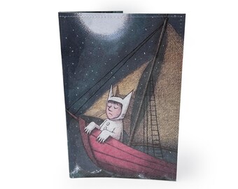 PASSPORT COVER | Recycled Where The Wild Things Are Book Page encased in PVC - Max, Travel Wallet, kids passport