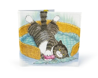 WALLET | Upcycled Vintage Cat Book Page in PVC, Mog children's book, Childhood Nostalgia, Gift idea