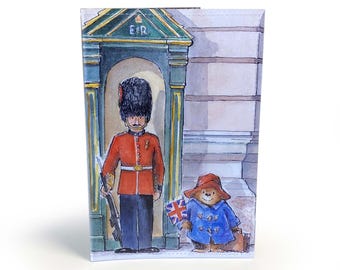 PASSPORT COVER | Upcycled Vintage Paddington Bear Book Page in pvc - Buckingham Palace, London, passport holder, travel wallet, nostalgia