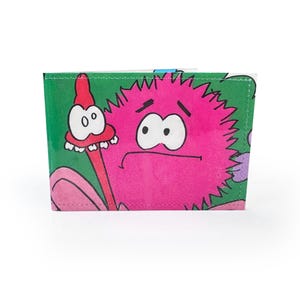 PORTA-CARTÃO DE VIAGEM | Stoppit and Tidyup - Página de livro reciclada dos anos 80 em PVC - Oyster, Metro, Rail, Bus, Travel Wallet, desenho animado dos anos 80