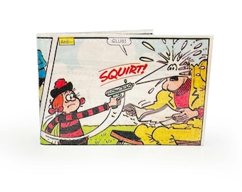OYSTER CARD HOLDER | Minnie The Minx Upcycled 90s comic book page in pvc, The Beano, metro, subway, oyster, rail, bus