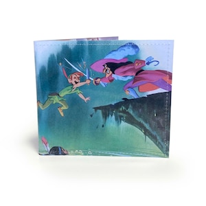GELDBÖRSE | Peter Pan Upcycled Vintage Buchseite in PVC - Captain Hook, Lost Boys, Kinderillustrationen, Kinderbrieftasche