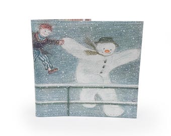 WALLET | Upcycled The Snowman vintage book page in PVC - childrens book, Raymond Briggs Illustration, Book Lover gift