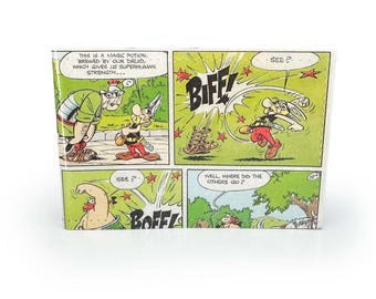 TITULAR DE TARJETA / Cómic vintage reciclado de Astérix de los años 70 en PVC - Tarjeta Oyster, Metro, Autobús, Tren, Cartera de viaje, obelix