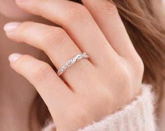 Whisper Knot Silver Infinity Ring with Sparkling Stones