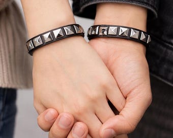 Punk Studded PU Leather Bracelet – Gothic Hip Hop Style Wristband for Unisex