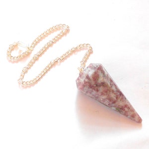 Lepidolite Faceted Gemstone Pendulum Divination Tool Crystal Reiki Metaphysical earthegy 3151 image 2