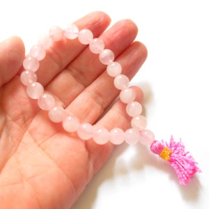 Rose Quartz Mala Bracelet Wrist Gemstone earthegy 1196 image 3