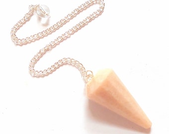 Peach Moonstone Faceted Pendulum earthegy #2220