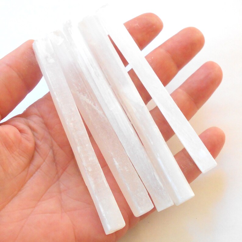 Raw White Selenite Sticks 5 Pack Crystal Grid Reiki earthegy 1474 image 3