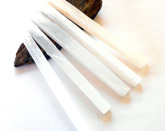 Raw White Selenite Sticks 5 Pack Crystal Grid Reiki earthegy #1474