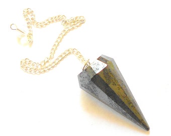 Black Hematite Faceted Gemstone Pendulum Divination Tool earthegy #711