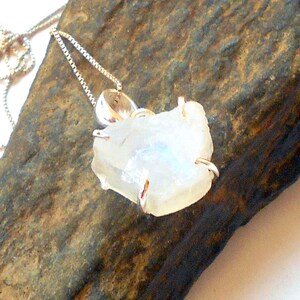 Raw Moonstone Sterling Silver Necklace earthegy #639