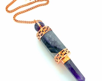 Amethyst and Copper Wand Pendulum Reiki Metaphysical earthegy #1880