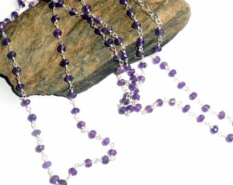 Amethyst Rosary Three Way Necklace Sterling Silver earthegy