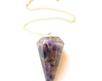Amethyst Faceted Orgone Pendulum Divination Tool Reiki Wicca earthegy #2386