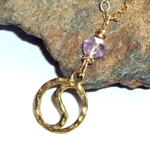 Purple Amethyst Yin Yang Necklace Gemstone Energy February Birthstone earthegy #873