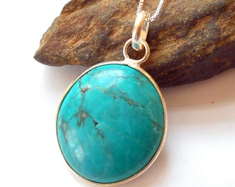 Turquoise Sterling Silver Necklace earthegy #2431