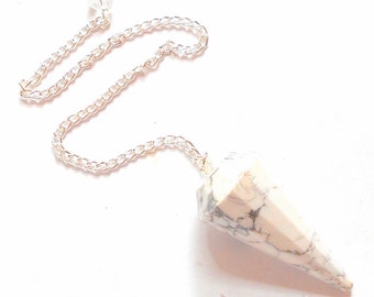 Natural Howlite Faceted Pendulum earthegy #2321