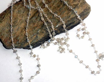 Labradorite Rosary Three Way Necklace Wire Wrapped earthegy