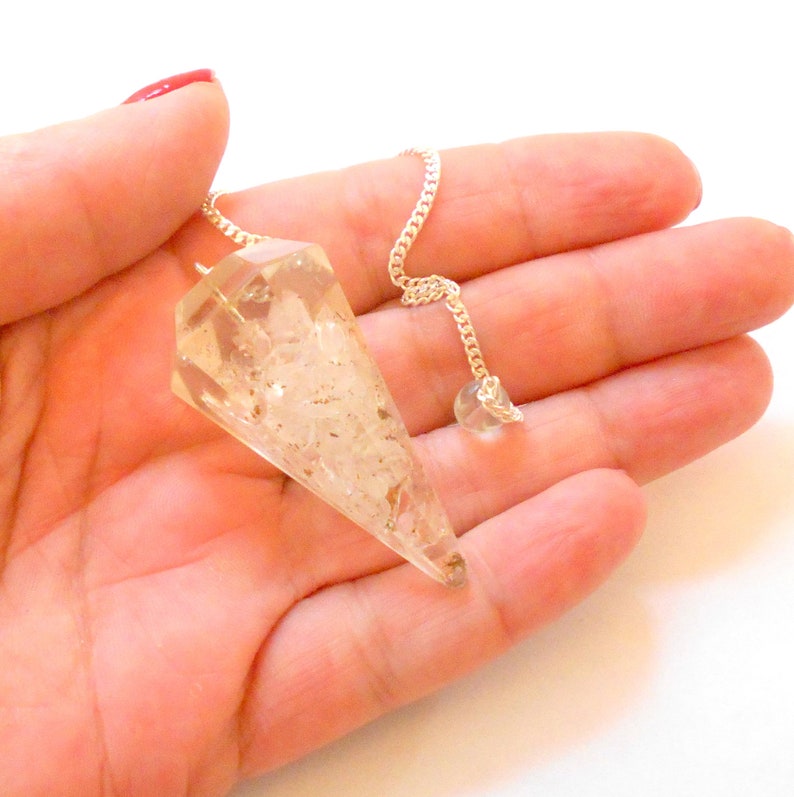 Clear Quartz Faceted Orgone Pendulum Gemstone earthegy 2545 image 3