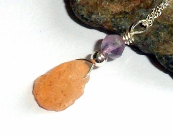 Mexican Fire Opal and Amethyst Necklace earthegy Sterling Silver #298