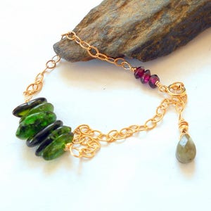 Chrome Diopside and Garnet Gold Bracelet earthegy #2253