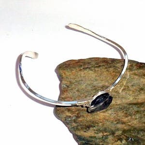 Blue Iolite Gemstone Sterling Silver Cuff Bracelet earthegy #996