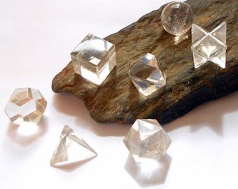 Clear Quartz Sacred Geometry Platonic Solids Set Reiki Crystal earthegy #2115