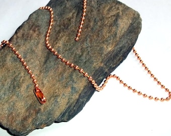 Copper Ball Chain Necklace Cut to Order 2 mm