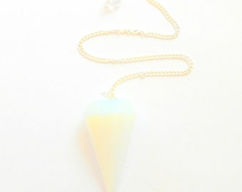 Opalite Faceted Crystal Pendulum Reiki Wicca Divination Tool earthegy #3219