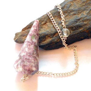 Lepidolite Faceted Gemstone Pendulum Divination Tool Crystal Reiki Metaphysical earthegy 3151 image 1