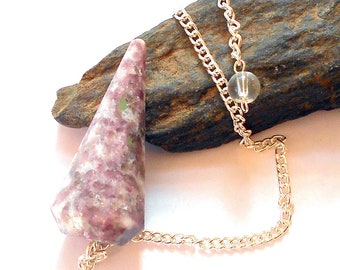 Lepidolite Faceted Gemstone Pendulum Divination Tool Crystal Reiki Metaphysical earthegy #3151