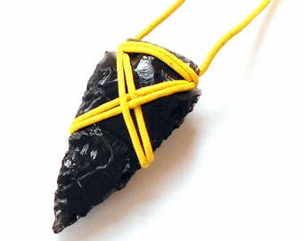 Black Obsidian Arrowhead Necklace #2810B