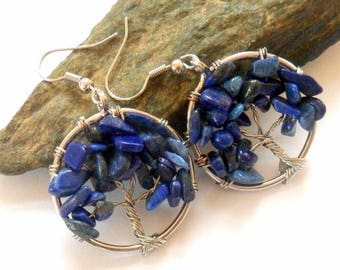 Lapis Tree of Life Earrings earthegy #2186