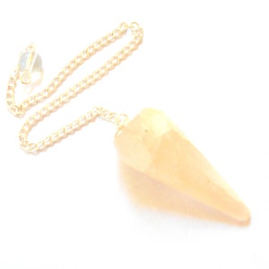 Orange Selenite Gemstone Faceted Pendulum earthegy #1137